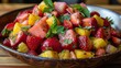 Bowl of Fruit Salad With Strawberries and Pineapples