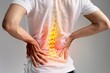 Business Professional Suffering from Back Pain with Glowing Spine Effect - Ergonomic Injury, Office Health Initiatives, Physiotherapy Practices