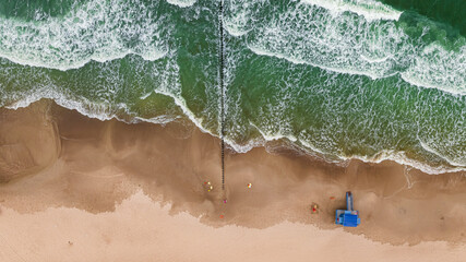 Wall Mural - Lifeguard tower flooded by Baltic Sea after storm, Poland