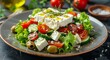 Fresh Salad With Cucumbers, Tomatoes, Olives, and Feta Cheese