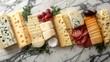 Assorted Cheeses and Crackers on Marble Table