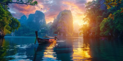 Wall Mural - sunset over the sea in Thailand