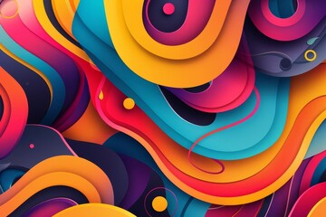 Wall Mural - abstract colorful gradient geometric shapes swirling on trendy background modern fluid design