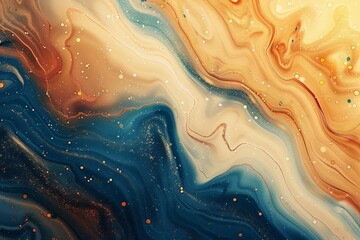 Wall Mural - abstract fluid background with gold brown and blue color gradients liquid paint effect 8