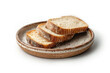 Sliced bread on plate on white background