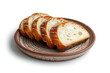 Sliced bread on plate on white background