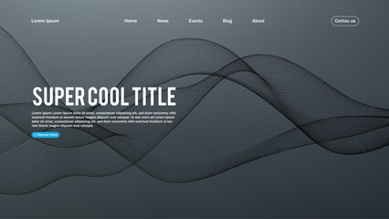 Poster - Landing page abstract design. Template for website or app. Colorful abstract minimal wave