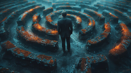 Businessman in a middle of a maze