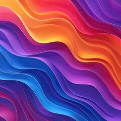 Wall Mural - 3d background gradient, wavy, bright colors, blue, purple and orange