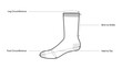 Diagrams of mens sock measurements with text names. Hosiery Fashion accessory clothing technical illustration stocking. Vector front, side view style, flat template CAD mockup sketch isolated
