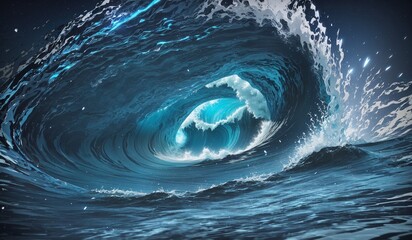 Wall Mural - ethereal painting background.jpg, beautiful abstract wave technology background with blue light digi