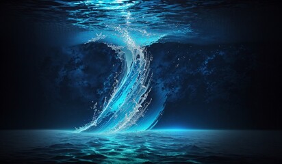 Wall Mural - ethereal painting background.jpg, beautiful abstract wave technology background with blue light digi