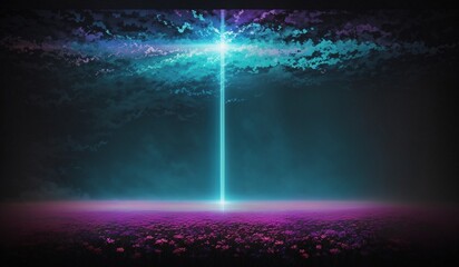 Wall Mural - ethereal painting background.jpg, beautiful abstract wave technology background with blue light digi