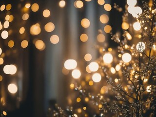 Canvas Print - golden christmas lights