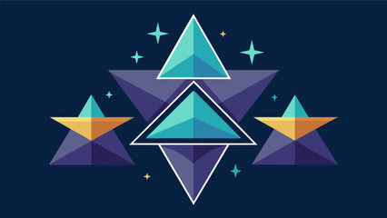 The alignment of stars in the shape of a triangle representing the three disciplines of Stoicism logic ethics and physics.. Vector illustration