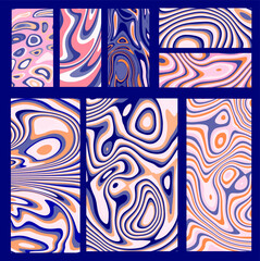Poster - Big set of psychedelic trippy textures in pastel blue and pink colors.