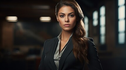 Canvas Print - confident business woman in black suit