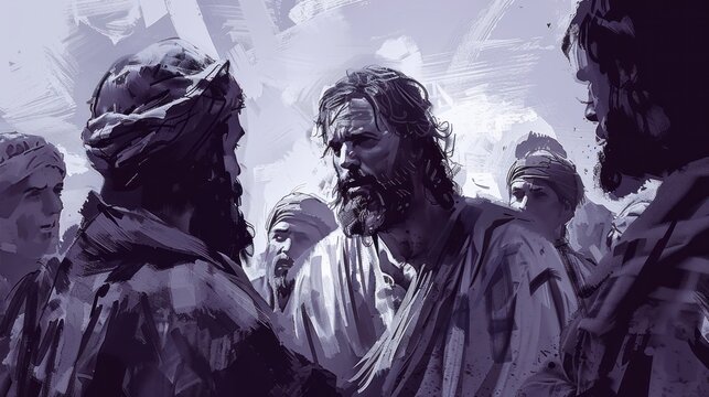 The Arrest and Betrayal of Jesus: A Digital Drawing Depicting a Pivotal Moment in His Life
