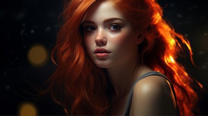 Wall Mural - Fiery redhead with intense gaze