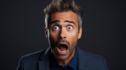 Shocked businessman with wide open eyes