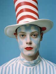 Wall Mural - portrait of a person in a striped hat