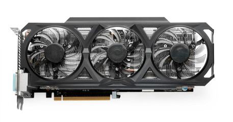 Poster - Computer graphics card isolated on white, top view