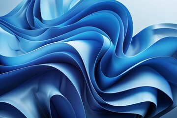 Poster - A computer-generated blue wave design against a colored background. Generative AI
