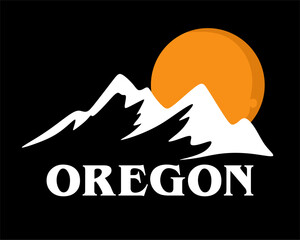 Wall Mural - oregon state with orange sun