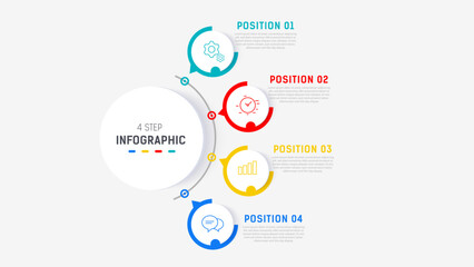 Four Step Infographic element design Vector template for presentation. process diagram and presentations step, workflow layout, banner, flow chart, info graphic vector illustration.