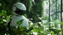 Autonomous Robot Monitoring Advanced Indoor Conservatory Farming Lush Green Leafy Greens Generative Ai