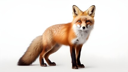 Wall Mural - Adorable red fox against a seamless white backdrop,