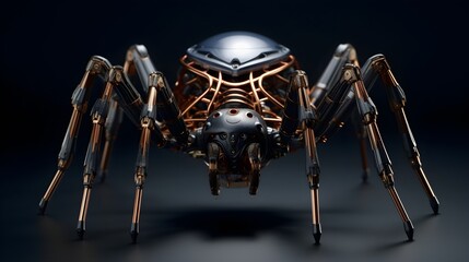 AI-driven robotic spider weaving its intricate web,