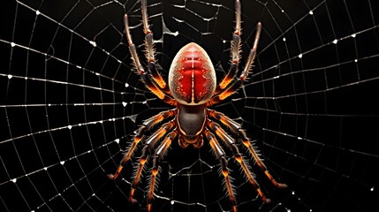 Spider intricately weaving its web,