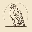 hawk bird cartoon flat illustration minimal line art