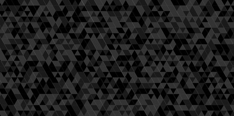 Vector geometric seamless technology gray and black triangle background. Abstract digital grid light pattern black Polygon Mosaic triangle Background, business and corporate background.