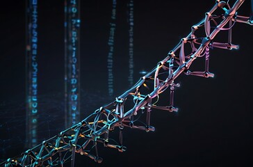 abstract background with lights Digital Blockchain Link Futuristic Network Security