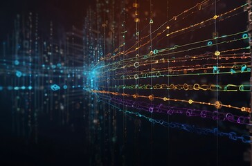 abstract background with lights Digital Blockchain Link Futuristic Network Security