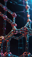 abstract background with lights Digital Blockchain Link Futuristic Network Security