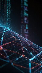 abstract background with lights Digital Blockchain Link Futuristic Network Security