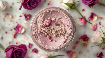 A jar of rejuvenating facial mask made with crushed rose petals French clay and organic aloe vera is a staple in any luxurious selfcare routine.