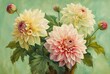 Dahlia flowers oil painting 