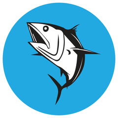 Tuna fish jumping out of the water - cut out vector icon