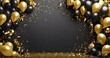 © Aoun - gold black balloon confetti background for graduation birthday happy new year opening sale concept, usable for banner poster brochure ad invitation flyer ... See More
