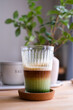 Homemade matcha drink made with green tea and coffee.