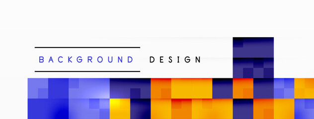 Poster - Colorfulness and contrast in a vibrant blue and magenta background design with squares. The dynamic arrangement of rectangles creates an electric facade perfect for a logo or brand pattern