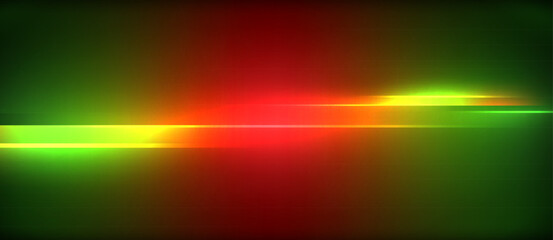 Aufkleber - The sky was filled with tints and shades of electric blue, magenta and peach as a red, green and yellow light beam cut through the horizon during the sunrise event