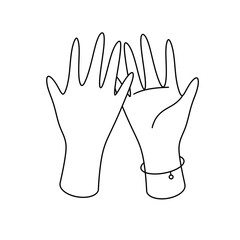 Wall Mural - Two hands are shown in a white background