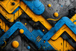 sporty design, detailed, abstract shapes, punk, yellow and blue colors, flat design --ar 3:2 --stylize 750
