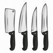 Vector Kitchen Knife Icon Set, Isolated. Various Kitchen Knives Design Templates, Chef Kitchen Knife