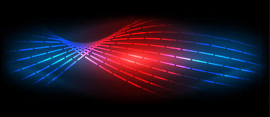 Poster - a red and blue light is shining on a black background . High quality